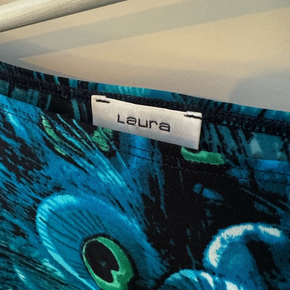 Laura Peacock Blue/Green One-Shoulder Top - 2010s: Business Casual/Office Siren - Picture 4 of 6